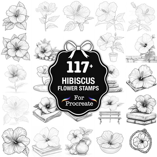 117  Hibiscus Flower Procreate Stamps, Tropical Floral Brushes for Procreate, Instant Download - Etsy