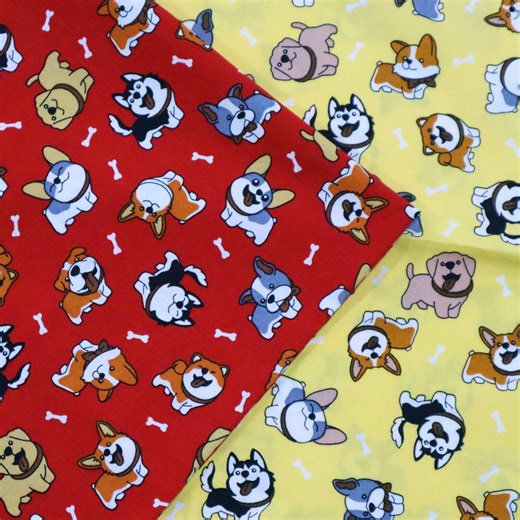 Cartoon Dogs Cotton Fabric – Puppy Print, Quilting Material - Etsy Australia