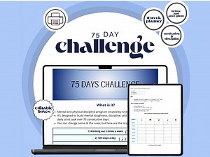 75 Day Challenge Planner – Digital Fitness & Wellness Tracker, Mental Discipline Journal, Printable PDF Download - Etsy Australia