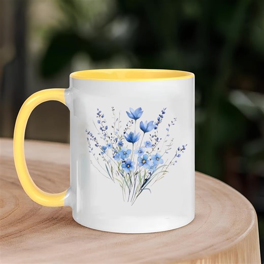 Blue Flower Bouquet Coffee Mug, Flower Lover Cup, Retro Floral Mug, Flower Mug, Plant Ladies Coffee Mug, Gift for Nature Lover - Etsy