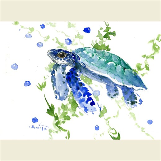 Sea Turtle Artwork, an Original Watercolor Painting by Artist Suren - Etsy