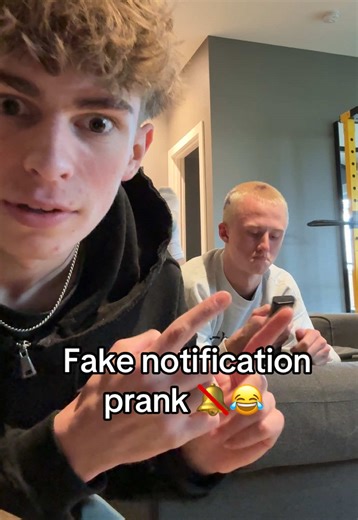How’d he fall for this.. 💀 #fyp #funny #pranks | fake notification prank