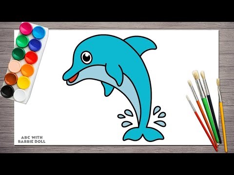 How to Draw a Cute Blue Dolphin 🐬| Step by Step Dolphin Drawing for Kids | Blue Dolphin Art Tutorial