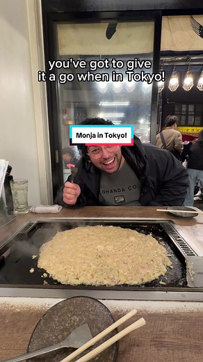 Have you ever tried monja? If you haven’t, you’ve gotta give it a go when in Tokyo! Monja is quite similar to okonomiyaki, the base is a flour/cabbage mixture which is spread onto a hotplate and cooked until it thickens, once its cooked you scoop it up straight off the hotplate with your little spatula to eat 🙌🏼 It looks a little bit questionable but trust us, it’s actually super yummy! This spot we went to in Asakusa is pretty popular with locals, we tried the mentaiko mochi along with the po