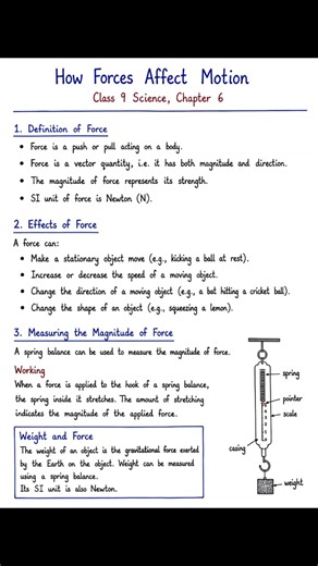 How Forces Affect Motion - Class 9 Science Chapter 6 Notes