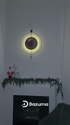 Night Light Wall Clock Round LED Floating Metal Light | HA107308