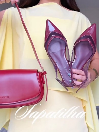 Sapatilha Slingback & Bolsa Baguete Vermelha