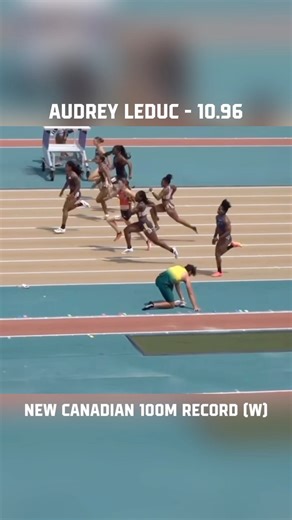 738K views · 4.4K reactions |  from Audrey Leduc’s incredible sprint at the LSU Alumni Gold meet that broke the Women’s Canadian 100m that stood for almost 40 years  du sprint incroyable d’Audrey Leduc qui a brisé le record canadien du 100m féminin qui tenait depuis près de 40 ans  | Athletics Canada | Facebook