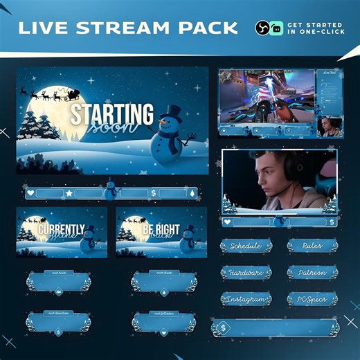 Animated Magic Christmas Stream Overlay: Festive Blue Winter for Twitch and Obs/streamlabs - Etsy