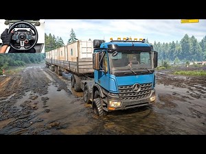 Mercedes-Benz - Hauling Multiple Containers Through Muddy Terrain | SnowRunner | Logitech G29 | #933