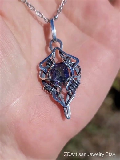 💙💜💚Ayken✨️ Mystic quartz sterling silver handmade elven fantasy talisman pendant necklace