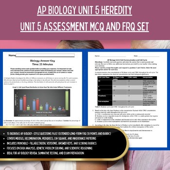 AP Biology UNIT 5 Heredity Test Assessment Exam | MCQ & FRQ + Rubric