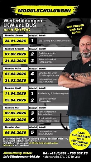 Unsere Module für das 1. Halbjahr 2026 | BKF Zentrum Lindemann GmbH