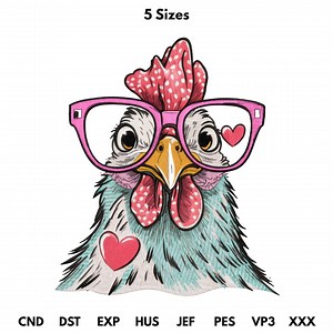 Chicken Embroidery Design, Cute Chicken Machine Embroidery Pattern, Digital Download, 5 Sizes - Etsy