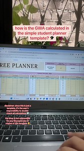 Calculate GWA in Simple Student Planner Template