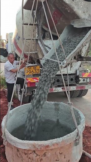 The process of pouring piles for concrete