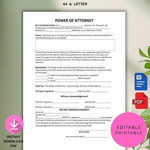 Modèle de procuration imprimable. Formulaire de procuration. Formulaire de procuration. Contrat d'achat. Téléchargement instantané Word PDF modifiable de Google Docs - Etsy France