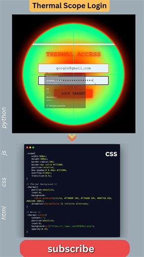 Thermal Scope Login UI Goes CRAZY 🔥🎯 #FuturisticUI #WebDevelopment #JavaScript #Shorts