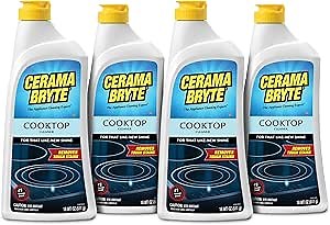 Cerama Bryte Removes Tough Stains Cooktop and Stove Top Cleaner for Glass - Ceramic Surfaces, 18 Ounces, 4 Pack