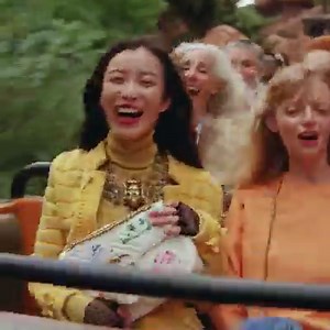 In a campaign shot at Disneyland directed by Harmony Korine, Gucci ambassador and actress Ni Ni, actor Earl Cave and musician, model and DJ Zoe Bleu Arquette wear the collection designed for the Year of the Mouse against the backdrop of Disney’s Magic Castle and rides like Alice in Wonderland’s Mad Tea Party. | Gucci