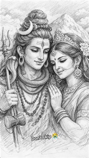 Shiv Parvati Ji Pencil Art 🙏 | Mahadev Love Sketch Drawing ✏️🕉️ #shivaarti #shivaparvati #shivji