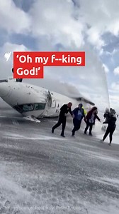 Watch as passengers and crew stumble out of the Delta Air Lines flight, which flipped upon landing at Toronto's Pearson Airport. Read more: https://ow.ly/471N50V2rK6 | SBS News