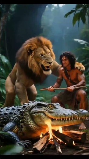 🦁 LION VS CROCODILE #shorts