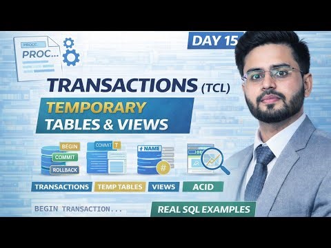 SQL Server for Data Analysts | Day 15 | Transactions (TCL), Temporary Tables & Views Explained