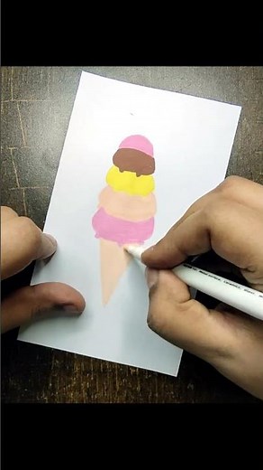 How to Draw an Ice Cream with Acrylic Markers|Easy Step by Step Ice Cream Drawing Tutorial #icecream