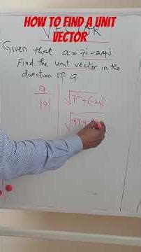 How to find a unit vector #vector #magnitude #mathstudents #freemathsclass