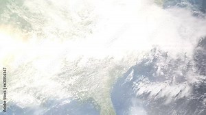 Zoom in from space and focus on Mauldin, South Carolina, USA. 3D Animation. Background for travel intro. Elements of this image furnished by NASA