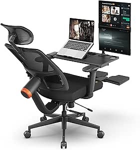 Newtral Ergonomic Mesh Office Chair with with Adaptive Lumbar Support, High Back Desk Computer Chair with 4D Adjustable Armrest, 136° Tilt Lock, Adjustable Seat Depth & Height(with Laptop Tray, Black)