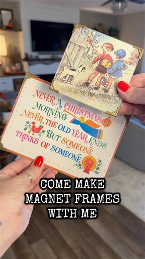 Come make some refrigerator magnet frames with me! These will work so well in my magnet gallery! •••••••••• #thrifted #thriftfinds #vintagechristmas #vintagedecor #thrift | Scarlet Cee