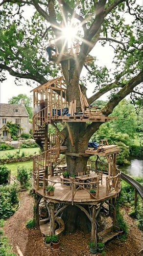 Build a treehouse on the property. #howto #timelapse #viral #buildhouse #timelapsebuild