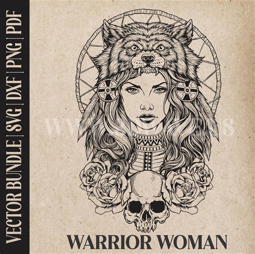 Warrior Woman Vector Art: Laser Cut Files for Cricut, Glowforge - Digital Download - Etsy