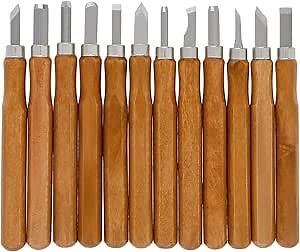 Wood Carving Tool Set - 12 PCS Hand Carving Chisels Tool Set Whittling Knife Art Craft Caving Tool Kit Hobby Knife Kit for DIY Sculpting