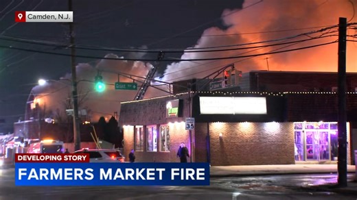Crews battle massive building fire in Camden, New Jersey