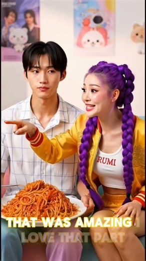 How Not To Disappoint RUMI | The Never-Ending Spaghetti Challenge! 🍝✨ #JinuAndRumi #kdrama #kpop