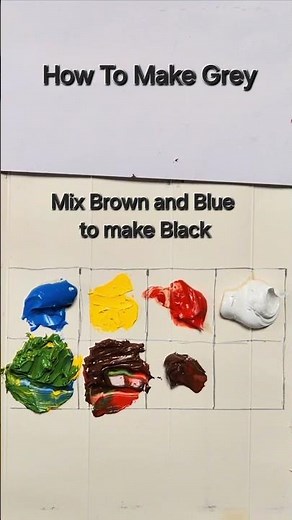 How to make Grey from just Blue, Yellow, Red and White #colormixing #paintmixing #satisfying