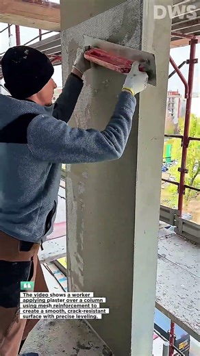 Perfect Column Plaster Finish With Mesh Reinforcement Technique