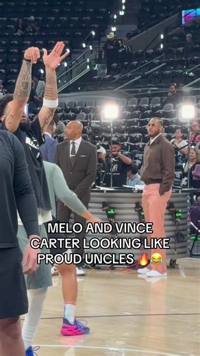 MELO AND VINCE IN THE BUILDING 🔥🫡 #nba #playoffs #okc #sga #news | vince carter