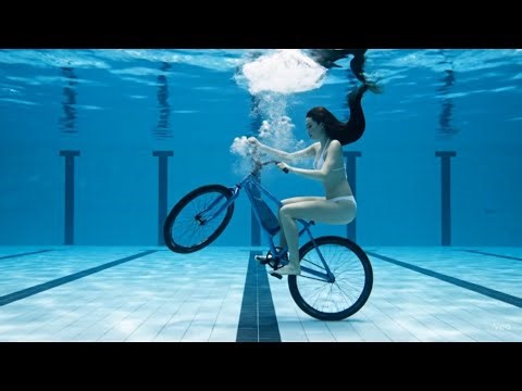 Underwater Cycling Freestyle | Girl Rides Bike at the Bottom of Pool