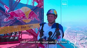 Slackliner successfully crosses 3.6km Messina Strait - and misses out on world record by 80m