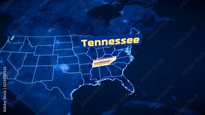US Tennessee state border 3D visualization, modern map outline, travel Stock Video