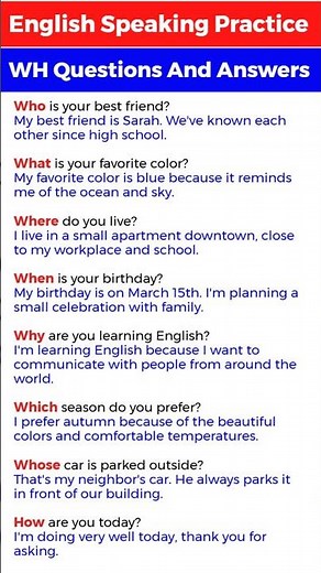 English Speaking Practice - WH Questions and Answers