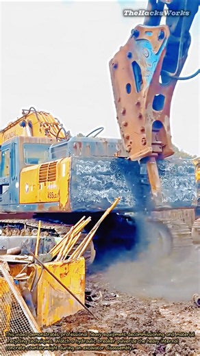 Crushing Concrete Inside Giant Machine #heavyequipment #machinery #satisfying #demolition #operator