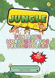 Jungle Math Activity Book for Kids | Counting, Shapes, Comparisons & Patterns | Printable Preschool & Kindergarten Worksheets