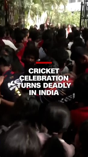 67K views · 334 reactions | Thousands of people converged outside a cricket stadium in India on Wednesday to celebrate Royal Challengers Bengaluru's first Indian Premier League title win, officials said, before a crowd pushed through a gate, causing a crowd surge. https://cnn.it/4kRpInh | CNN International | Facebook