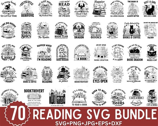 Reading Svg Bundle, Book Lovers Svg, Librarian Svg, Floral Books Svg, Book Svg, Book Quotes Svg, Book Worm Svg, Book Dragon Svg, for Cricut - Etsy