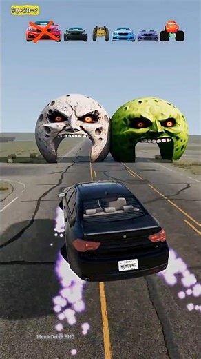 Big & Small Cars VS Angry Moon & Watermelon | BeamNG.Drive